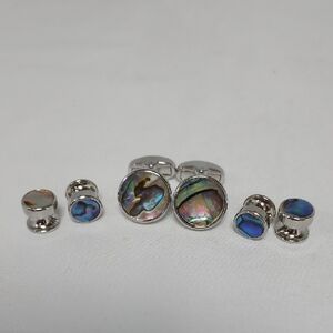 Silver and Abalone Cufflinks Set